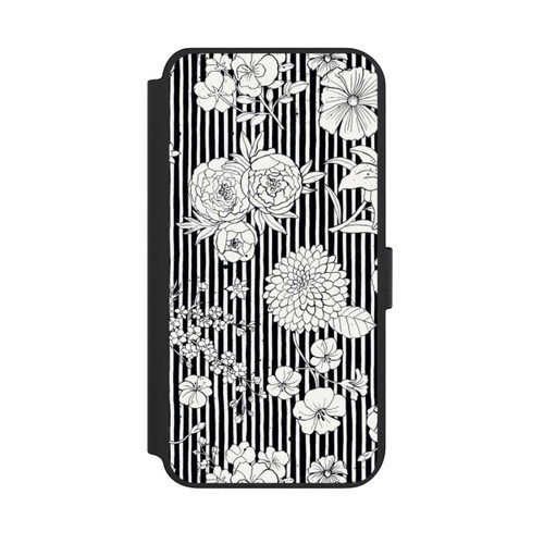 Samsung Galaxy S23+ NIVOflip Blumen und Streifen Schwarz und Weiß