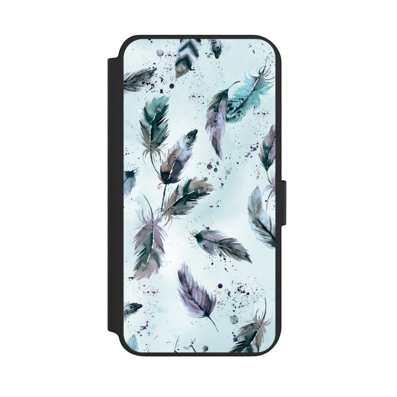 Galaxy S23 + NIVOflip Magische Federn Sanftes Blau