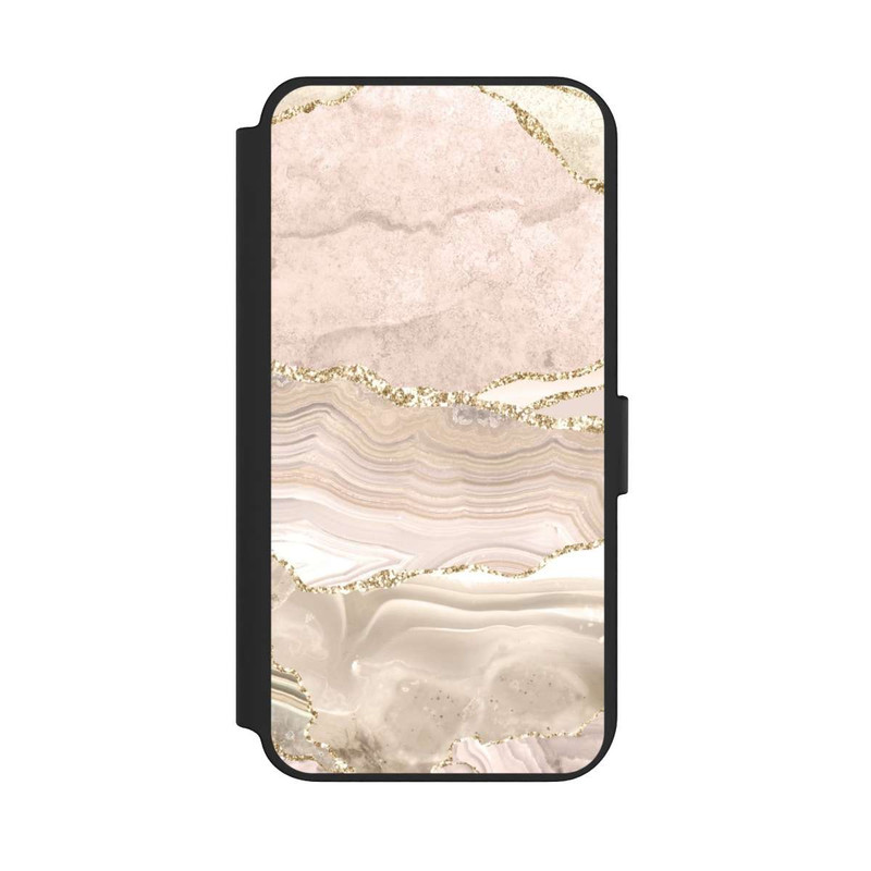 Galaxy S23 + NIVOflip Marmor rosa-goldene Streifen