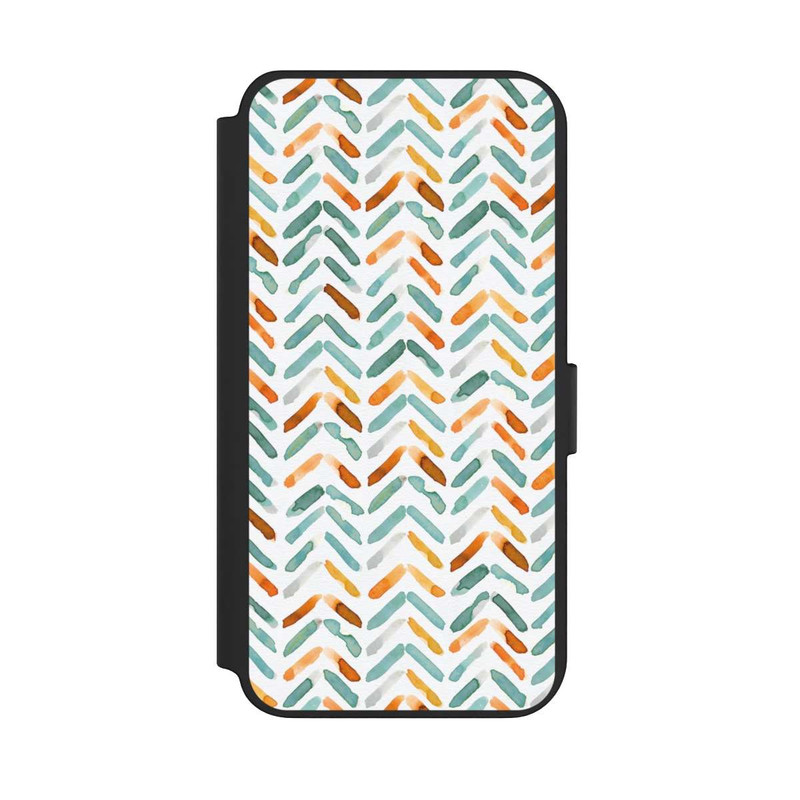 Galaxy S23 + NIVOflip Elegantes Herbstchevron Blau Orange