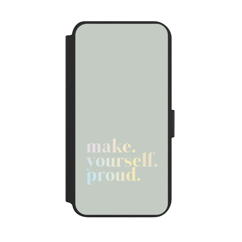 Galaxy S23 + NIVOflip Make Yourself Proud Zitat-Minze und Farbverlauf