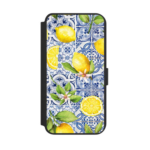 Samsung Galaxy S23+ NIVOflip Mediterrane Amalfi Küste mit Blauen Kacheln und Zitronen