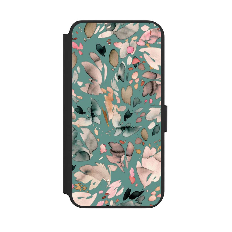 Galaxy S23 + NIVOflip Abstrakte Blumenblätter grün