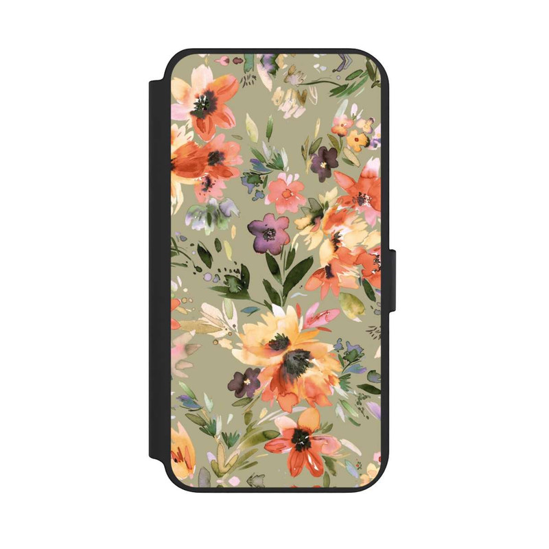 Galaxy S23 + NIVOflip Fleurs tropicales picturales vert sauge