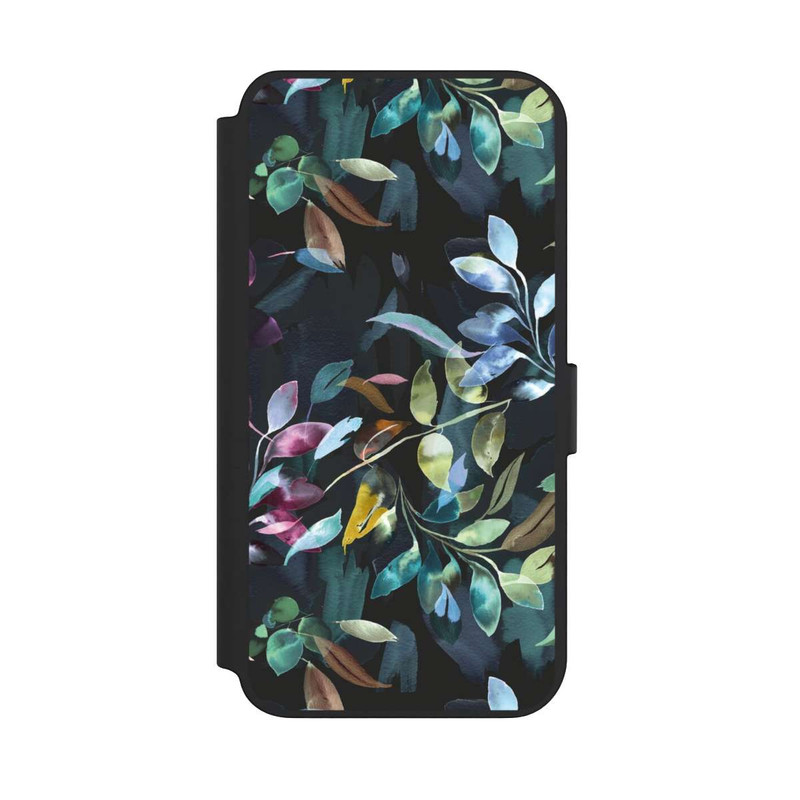 Galaxy S23 + NIVOflip Aquarelle Feuilles Mystiques Noir