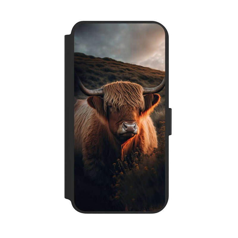 Galaxy S23 + NIVOflip Hochland Rind mit großen Hörnern mit KI