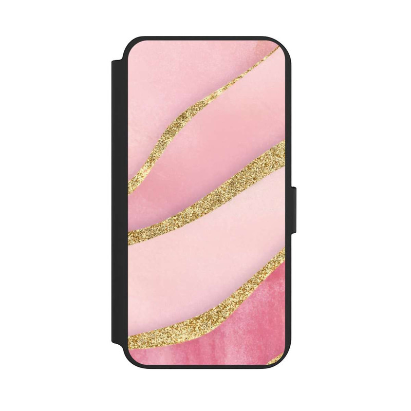 Galaxy S23 + NIVOflip Pink Marble Goldprint Stripes