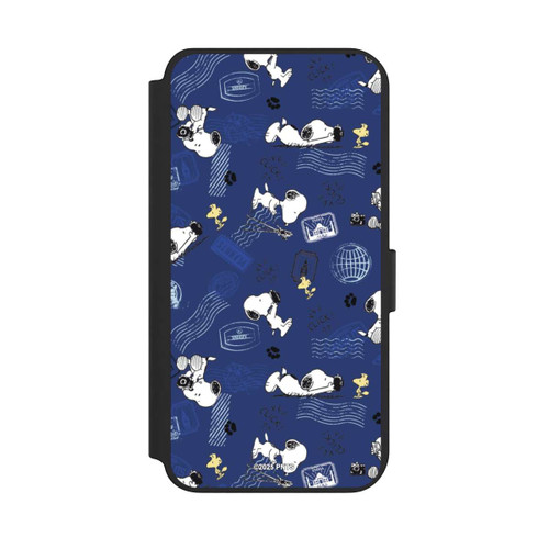 Samsung Galaxy S23+ NIVOflip Peanuts Travel Stamps Pattern Blue