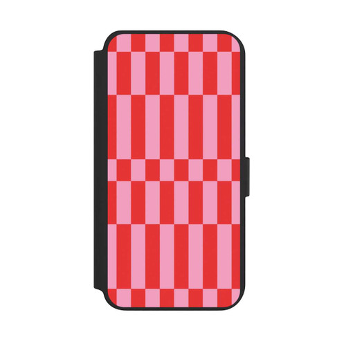 Samsung Galaxy S23+ NIVOflip Checked Abstract Bold Coral Red and Pink Color Block
