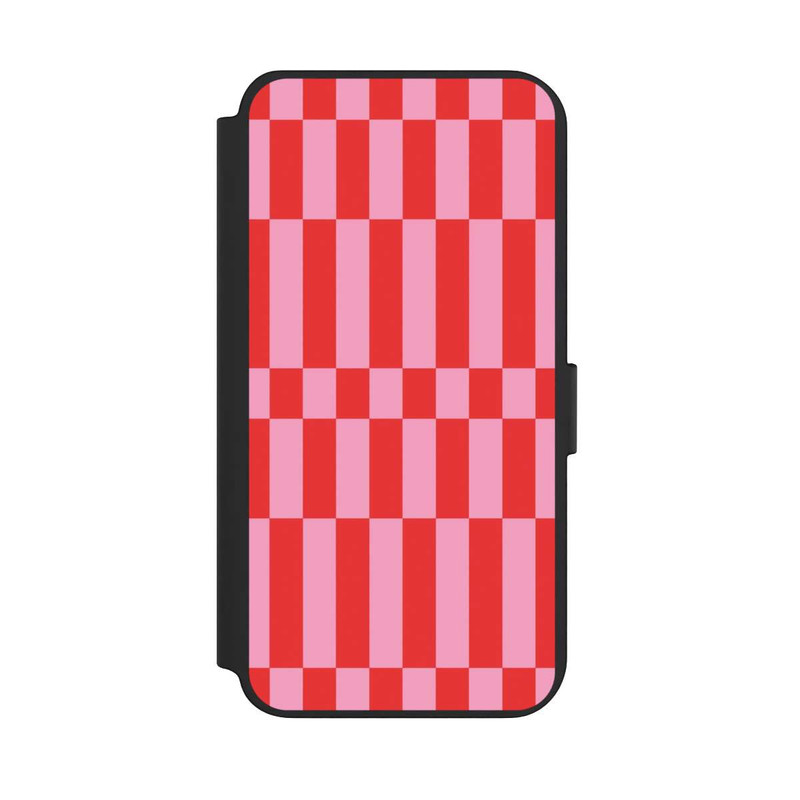 Galaxy S23 + NIVOflip Checked Abstract Bold Coral Red and Pink Color Block