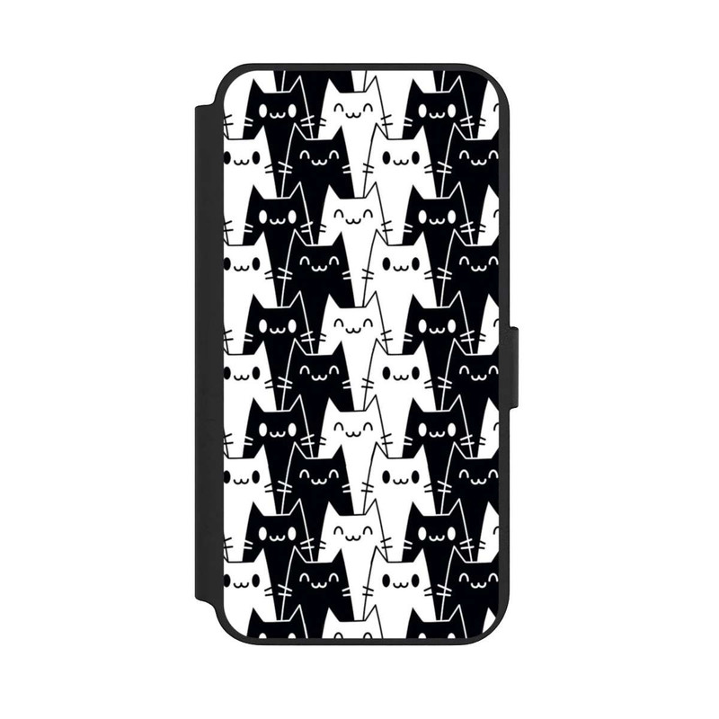 Galaxy S23 + NIVOflip Katzentapete Schwarz Weiß