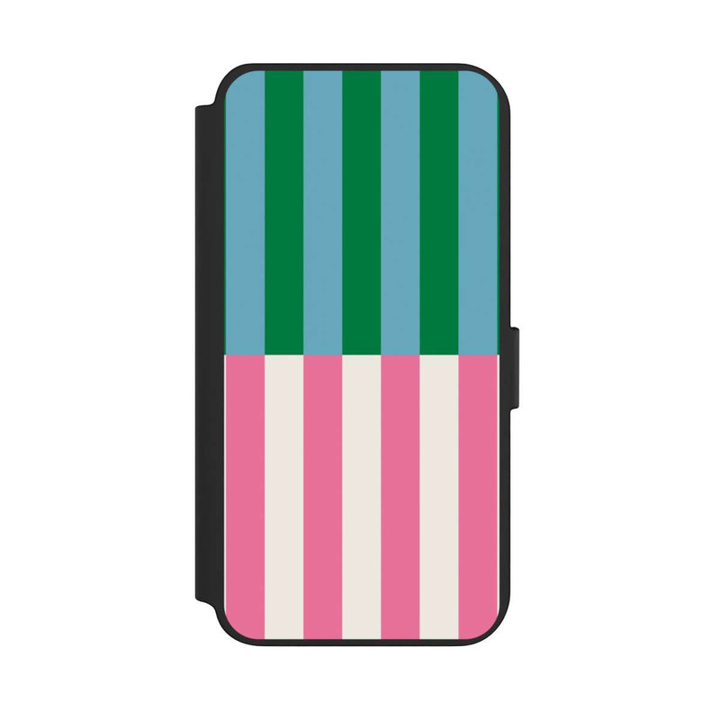 Galaxy S23 + NIVOflip Motif Rayé Vert Rose