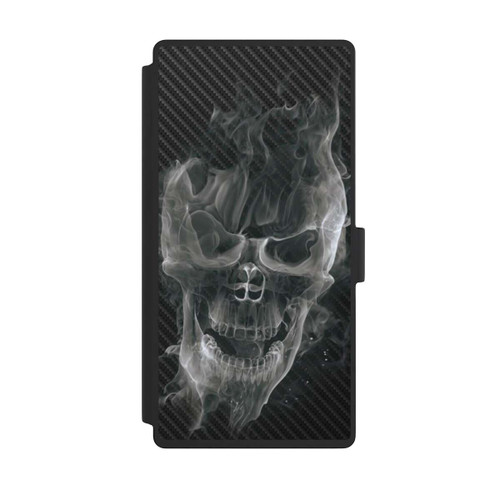 Samsung Galaxy S23 Ultra NIVOflip rauchender Totenkopf Carbon