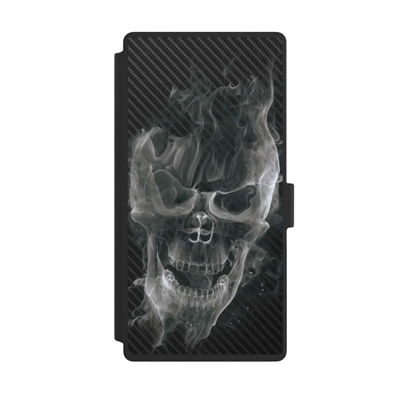 Galaxy S23 Ultra NIVOflip rauchender Totenkopf Carbon
