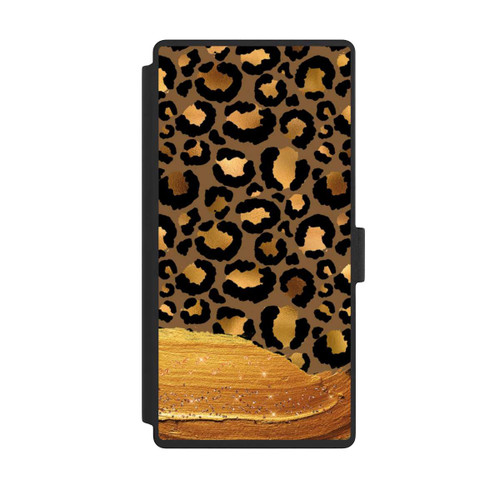 Samsung Galaxy S23 Ultra NIVOflip Dunkelgoldener Leoparden Glitzerlook