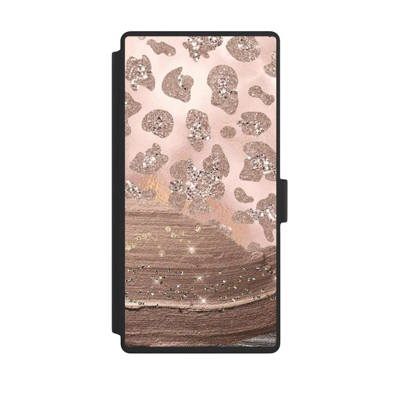 Galaxy S23 Ultra NIVOflip Silberner Leoparden Glitzerlook