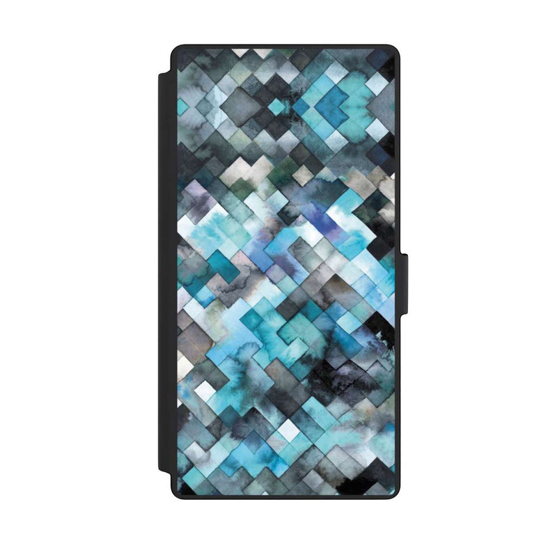 Galaxy S23 Ultra NIVOflip stimmungsvolles geometrisches Muster blau