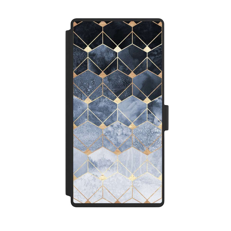 Galaxy S23 Ultra NIVOflip Impression Or Hexagones Bleus Et Diamants