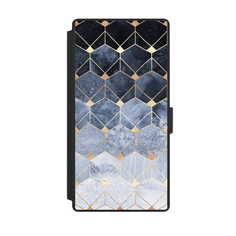 Galaxy S23 Ultra NIVOflip Impression Or Hexagones Bleus Et Diamants