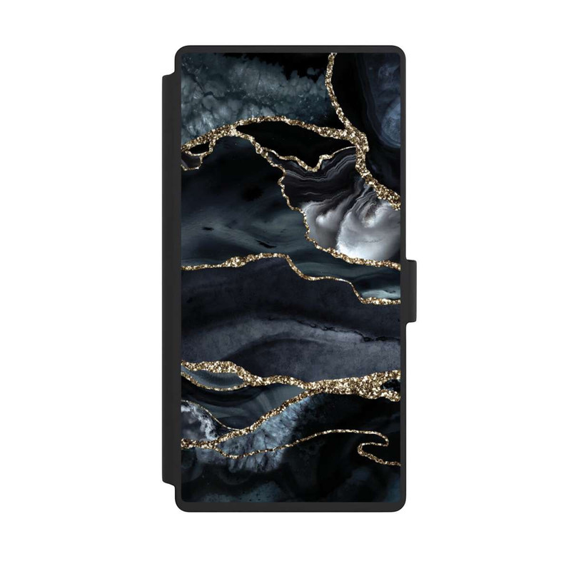 Galaxy S23 Ultra NIVOflip Dunkler Marmor Gold Glitzerlook