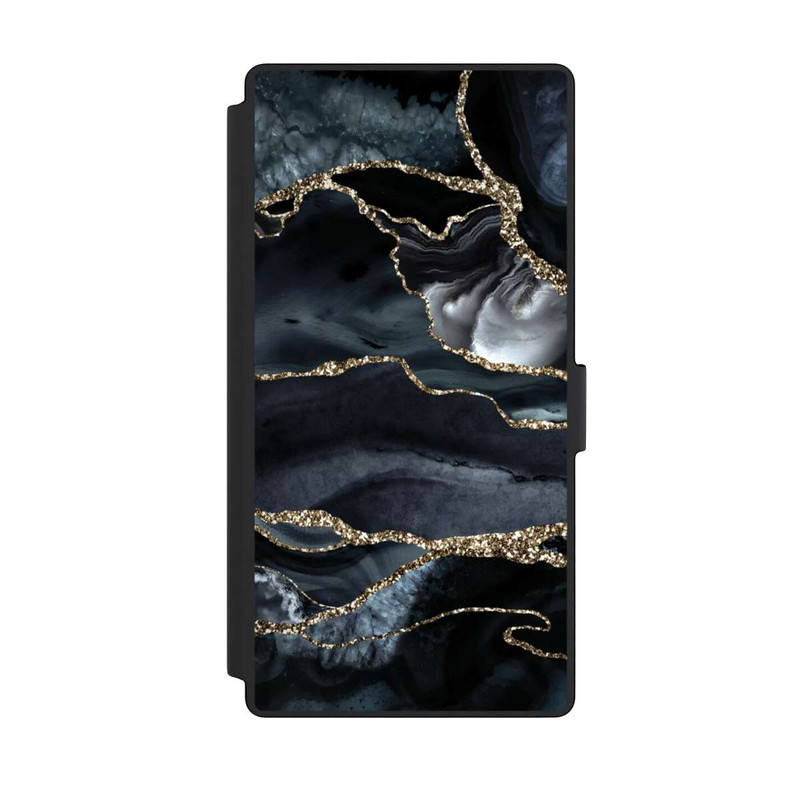 Galaxy S23 Ultra NIVOflip Dunkler Marmor Gold Glitzerlook