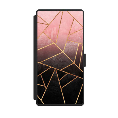 Samsung Galaxy S23 Ultra NIVOflip Pinker und Schwarzer Stein Gold Druck