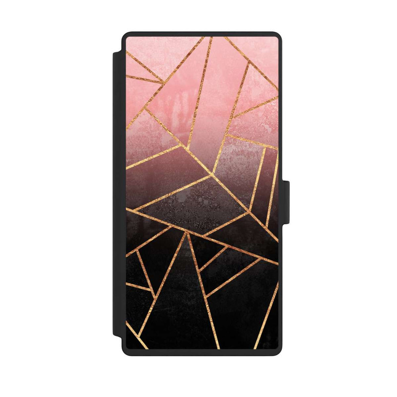 Galaxy S23 Ultra NIVOflip Pinker und Schwarzer Stein Gold Druck