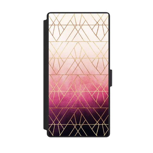 Samsung Galaxy S23 Ultra NIVOflip Triangles ombrés roses imprimé doré
