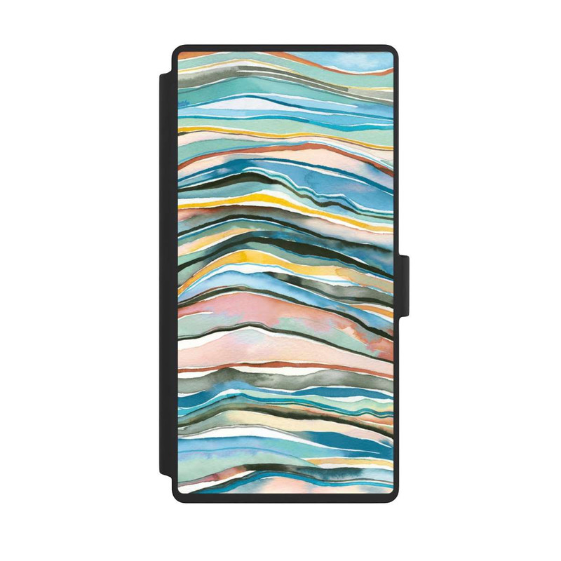 Galaxy S23 Ultra NIVOflip Couches d'agate aquarelle bleues