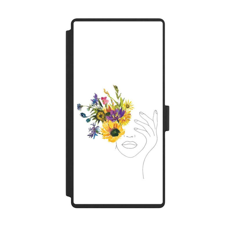 Galaxy S23 Ultra NIVOflip Line Art Frau Sonnenblumen