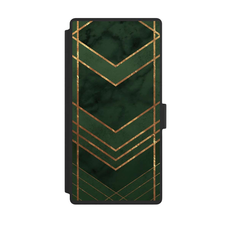 Galaxy S23 Ultra NIVOflip Dunkelgrün gemustert Goldene Streifen
