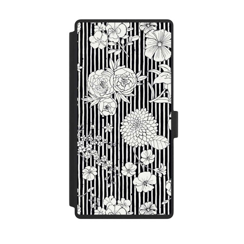 Samsung Galaxy S23 Ultra NIVOflip Blumen und Streifen Schwarz und Weiß