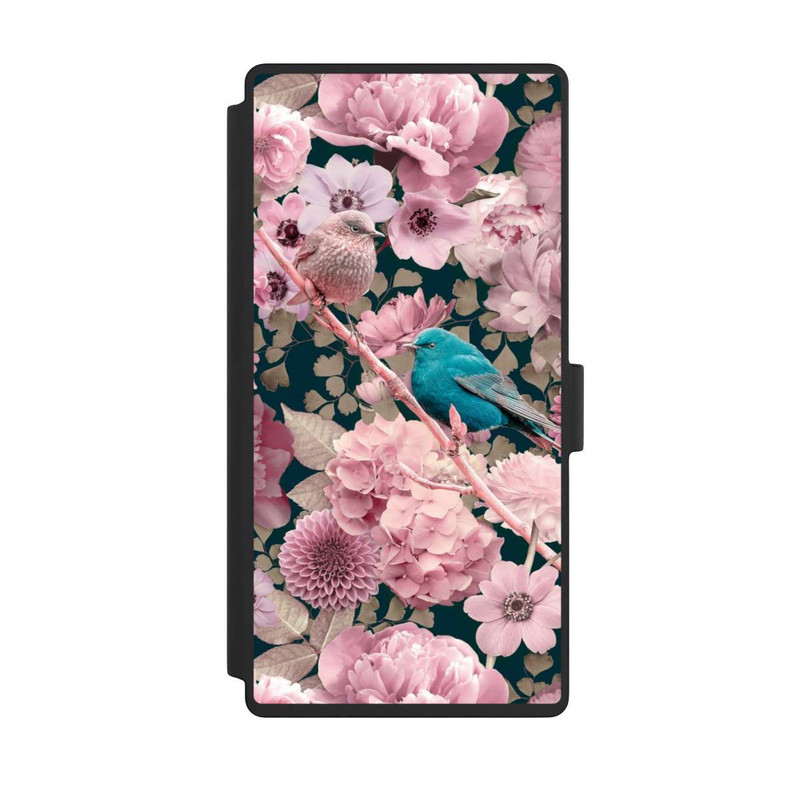 Galaxy S23 Ultra NIVOflip Moineaux à motif de fleurs roses