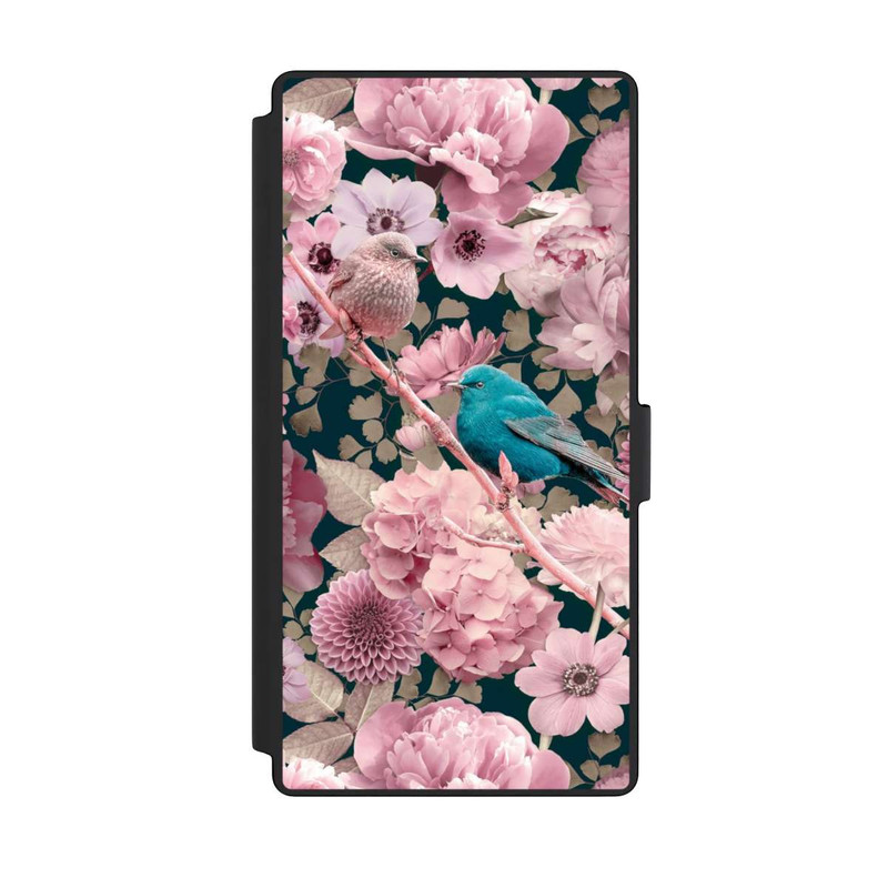 Galaxy S23 Ultra NIVOflip Spatzen im rosa Blumenmuster