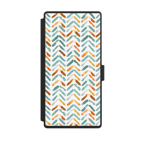 Samsung Galaxy S23 Ultra NIVOflip Elegantes Herbstchevron Blau Orange