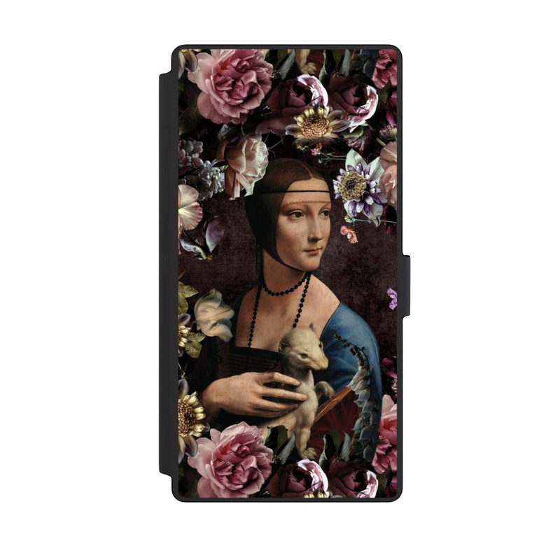 Galaxy S23 Ultra NIVOflip Dame avec hermine aux roses 
