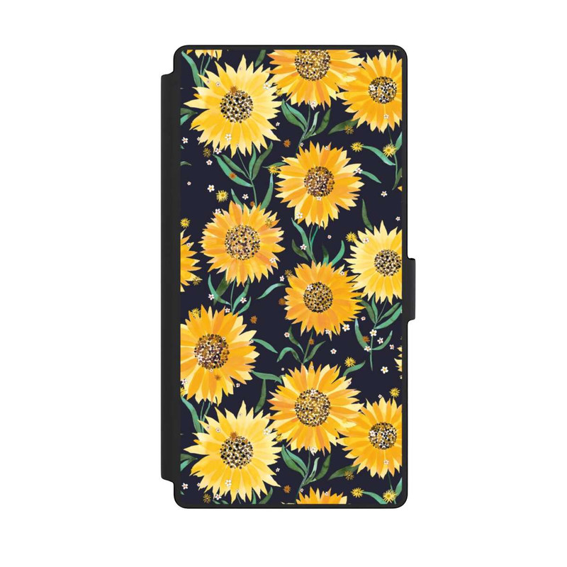 Galaxy S23 Ultra NIVOflip Fleurs de Tournesol sur Fond Noir