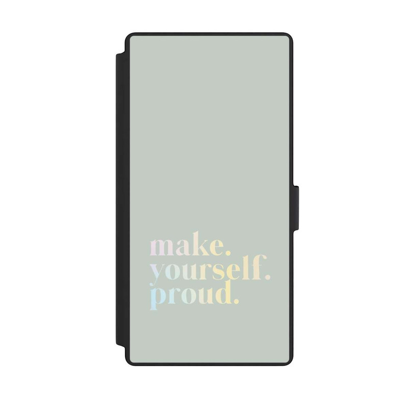 Galaxy S23 Ultra NIVOflip Make Yourself Proud Zitat-Minze und Farbverlauf