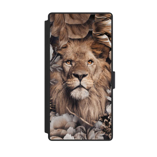 Samsung Galaxy S23 Ultra NIVOflip Löwe Blumenrahmen Beige