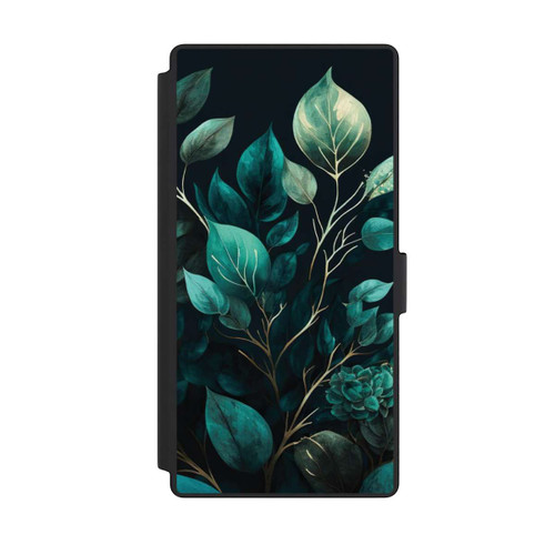 Samsung Galaxy S23 Ultra NIVOflip Grüne Eukalyptus Blätter mit dunklem Hintergrund mit KI