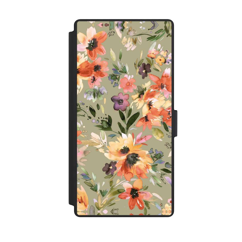 Galaxy S23 Ultra NIVOflip Fleurs tropicales picturales vert sauge