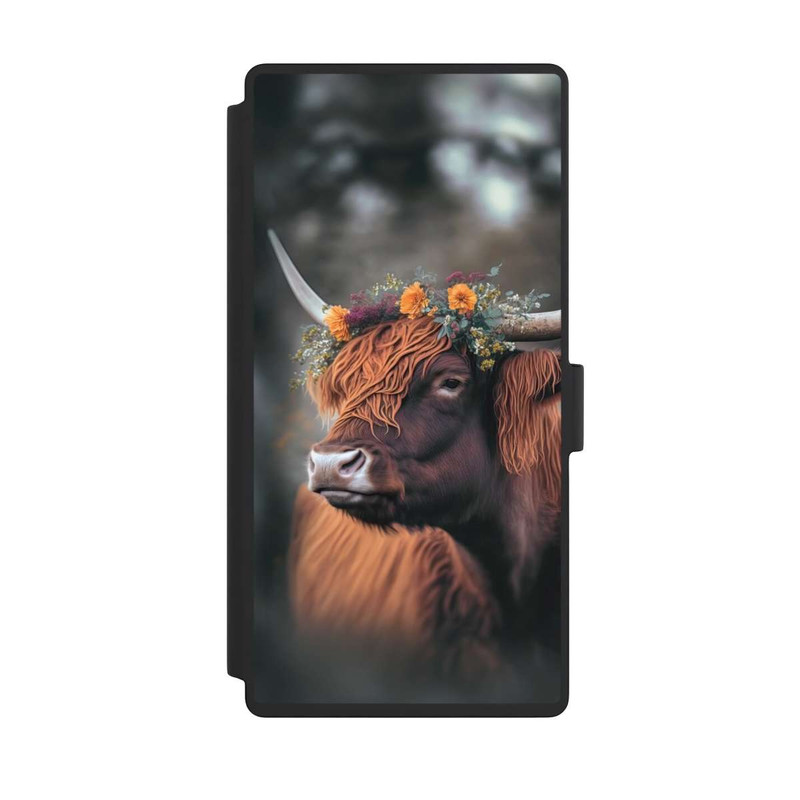 Galaxy S23 Ultra NIVOflip Vache des Highlands avec des fleurs avec IA