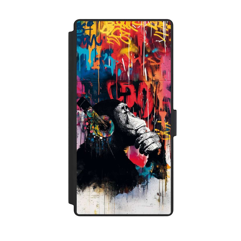 Galaxy S23 Ultra NIVOflip Affe Stereo Kopfhörer Graffiti Street Art Blau