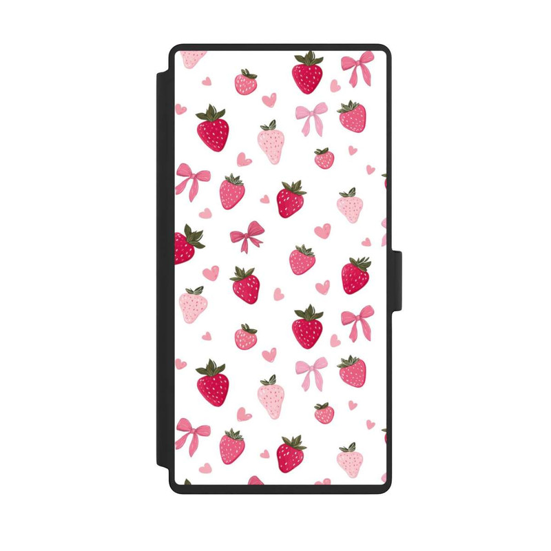 Galaxy S23 Ultra NIVOflip Erdbeer Herz Schleifen Muster Pink