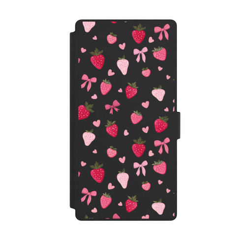 Samsung Galaxy S23 Ultra NIVOflip Strawberry Ribbon Pattern Pink Transparent