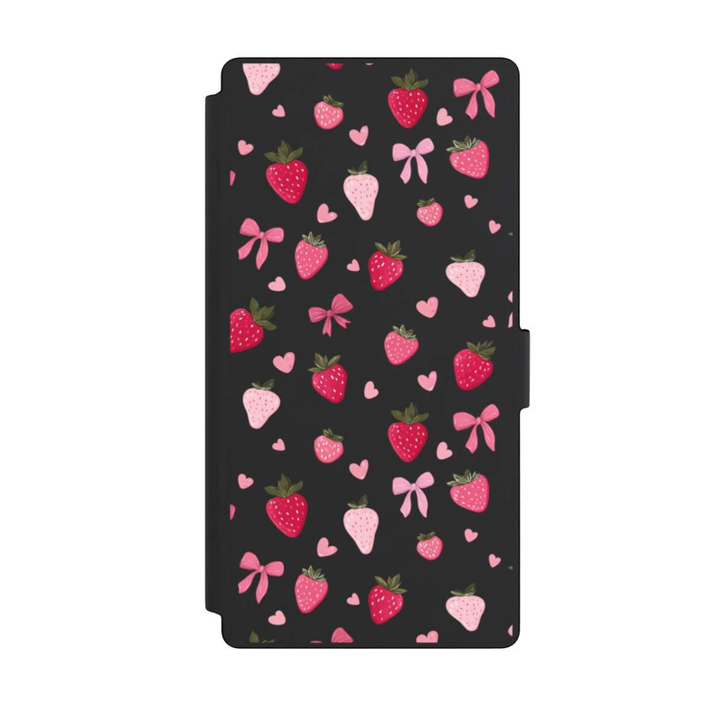 Galaxy S23 Ultra NIVOflip Strawberry Ribbon Pattern Pink Transparent