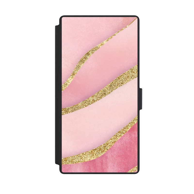 Galaxy S23 Ultra NIVOflip Pink Marble Goldprint Stripes