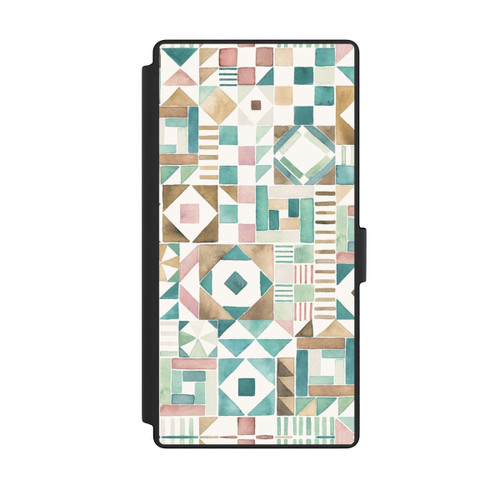 Samsung Galaxy S23 Ultra NIVOflip Geometric Blocks Retro Vintage Patchwork Green