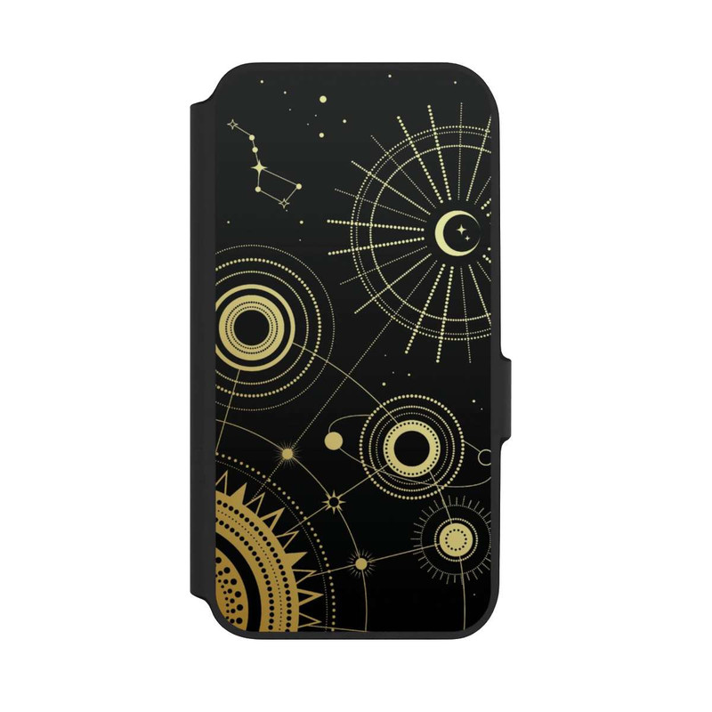Galaxy A54 5G NIVOflip Schwarzer und goldener Look Abstrakt