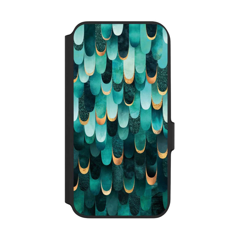 Galaxy A54 5G NIVOflip Imprimé or turquoise à plumes